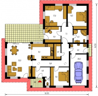 Plan de sol du rez-de-chaussée - BUNGALOW 106
